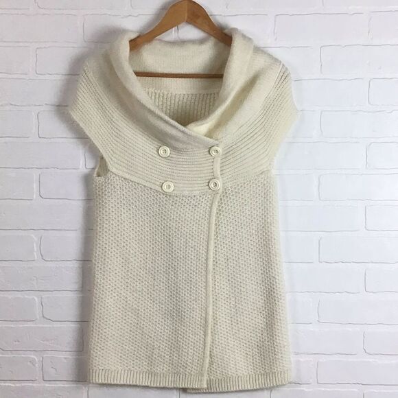 𝅺MOHAIR wool & mohair blend sweater cardigan knit double brest sleeveless - Picture 10 of 16